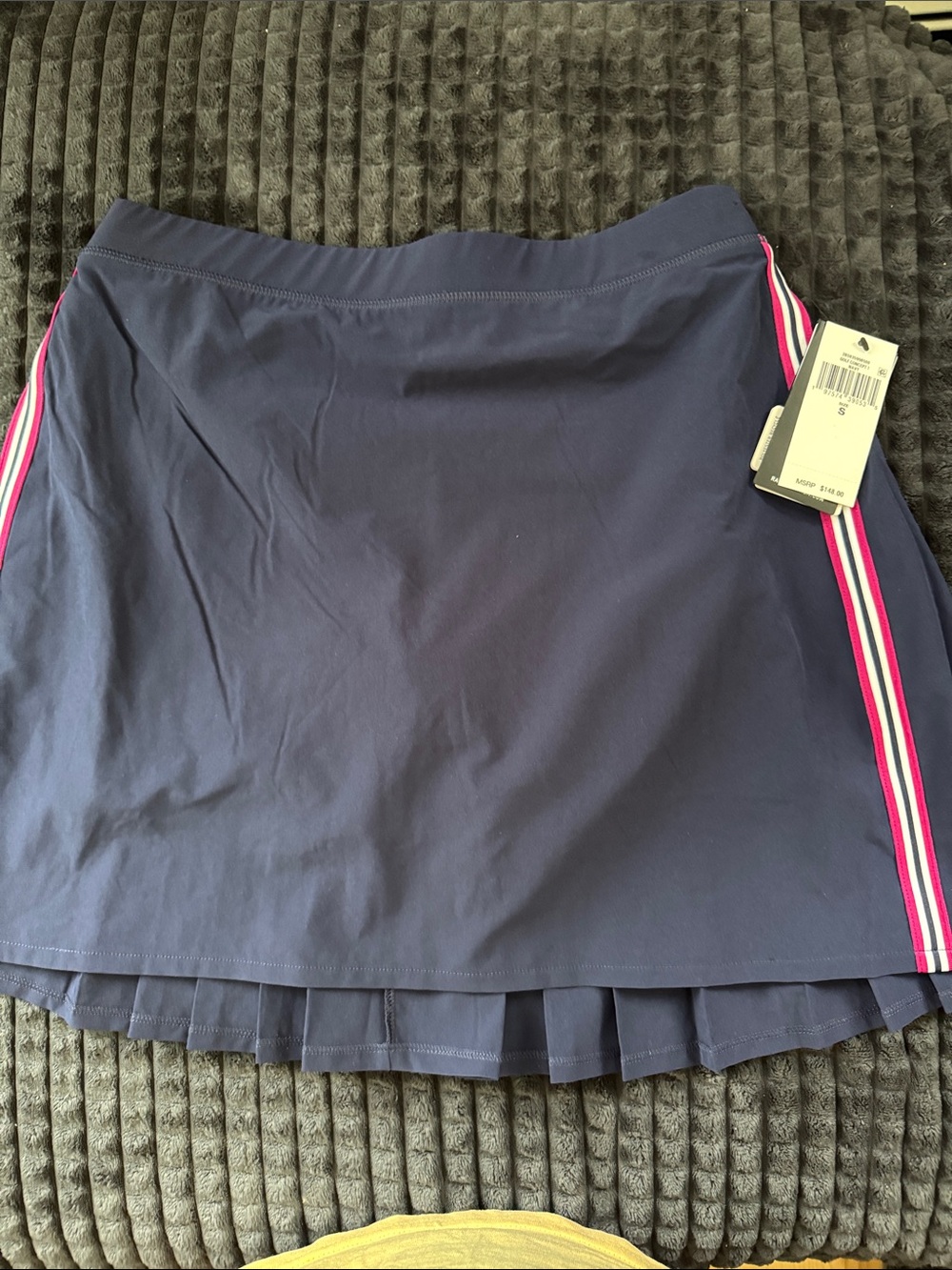 RLX Ralph Lauren Navy Golf Skirt with Pink & White Side Stripes